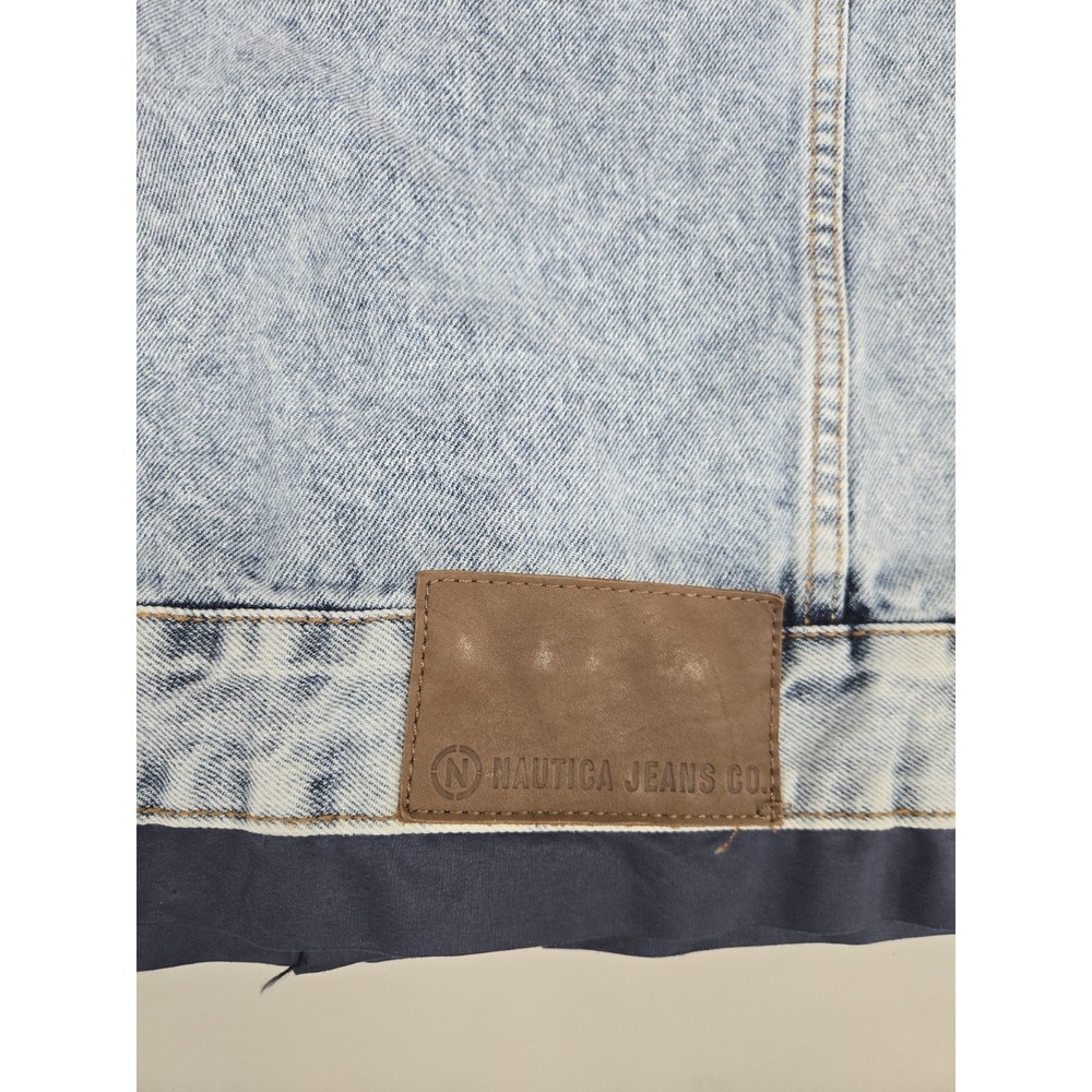 Nautica Jeans Co. Mens Denim Jacket Uptown Blue Wash Size Large Ribbed Knit Cuff - Picture 8 of 16